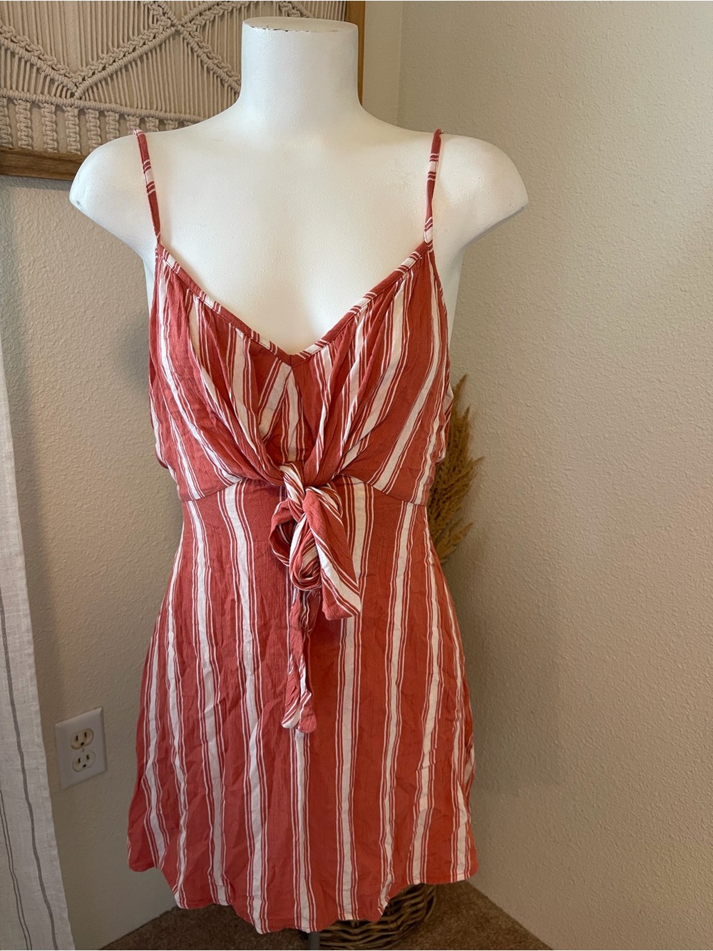Band of Gypsies Rust & White Striped Tie-Front Sundress
